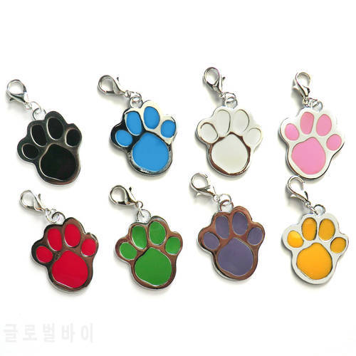 Wholesale 20pcs Custom Identity Paw Shape Pet ID Dog Tags Personalized Engraved For Dogs Supplies Cat Name Phone Pet Accessories