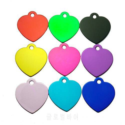 Wholesale 20Pcs Customized Name Phone NO. ID Tags Cat Charm Personalized Pet Supplies Aluminum Pet ID Tag Heart Shape Dog Id Tag