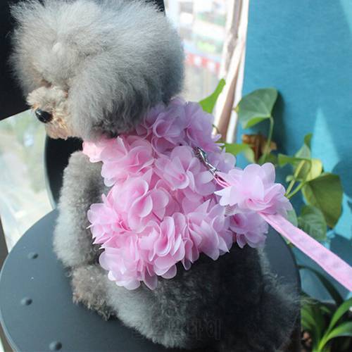 New Pink Breathable Stereo Flower Harness Small Dog Pet Leash Set Puppy Pink Vest Pet Accessory