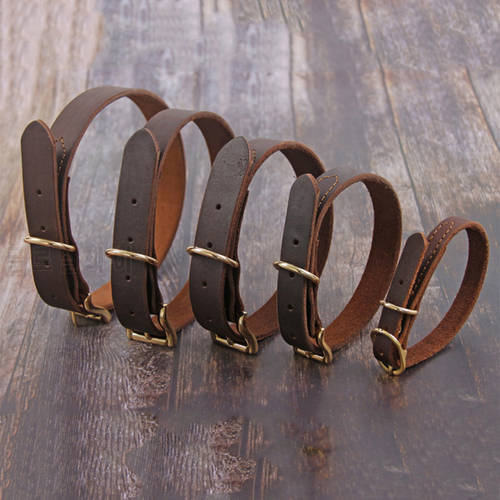 Genuine Leather Dog Collar pet Puppy Collars Adjustable dog Neck Strap Soft Real Leather Collar For Small Medium large big Dogs
