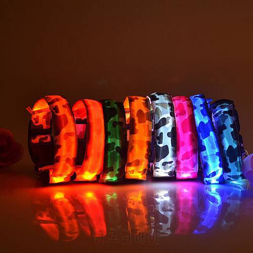 Camouflage Waterproof Battery LED Dog Collar Anti-Lost To Avoid Car Accident Dog Collar Tie LED Supplies Pet Supplies