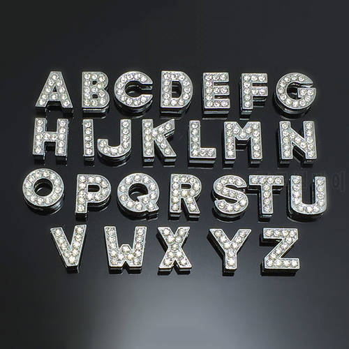 (100 Pieces/Lot)Bling Rhinestone 10 MM A-Z Slide Letters for Dog Cat Collar Pet Products DIY Pet Accessory