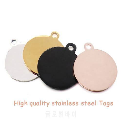 Wholesale 100pcs Dog Tags Customize Engrave Polished Stainless Steel Dog ID Name Tag Charm Pendant Round Dog tag Stamping Blank