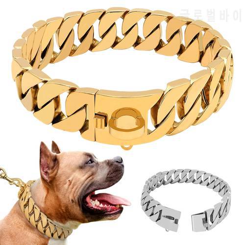 Super Strong Dog Chain Collar Pet Slip Choke Collar Silver Gold Stainless Steel Chian for Medium Large Dogs Pitbull Bulldog