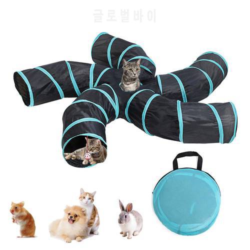 2/3/4/5 Holes Cat Tunnel Toys Pet Cat Tunnel Cats Toys For Cat Kitten Collapsible Crinkle Cat Playing Tunnel Toy For Cat Rabbit