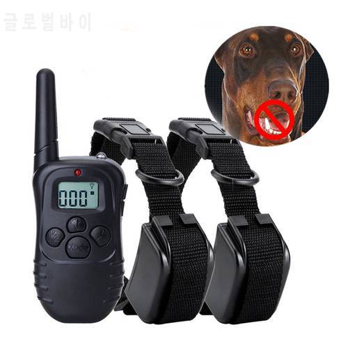 300m Electric Dog Training Collar Waterproof Pet Remote Control with LCD Remote for All Size Shock Vibration Sound Pet Collar