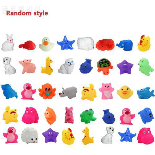 5pcs Small Animal Toys Soft Rubber Float Squeeze Sound Squeaky Bathing Water Toy For Pet Kids Random Style