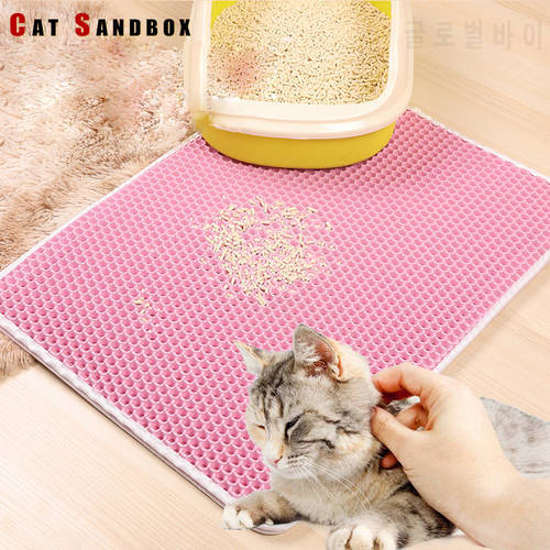 Waterproof Pet Cat Litter Mat Washable Foldable Double-Layer Cats Mats Bottom Feeding Non-slip Cat Litter Mat Pet Toilet Pad
