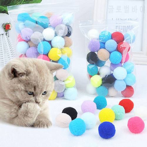 10/30/70pcs Pet Cat Toys Stretch Plush Ball 0.98inch Cat Toy Ball Creative Colorful Interactive Cat Pom Pom Cat Chew Toy For Cat