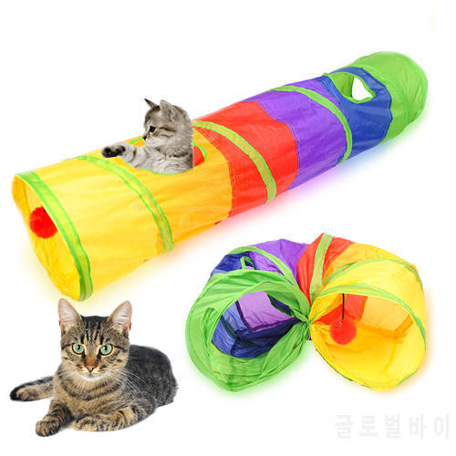 Color Foldable Toy Cat Tunnel Interactive Cat Toy Tube Collapsible Outdoor For Kitty Exercising Hiding Pet Tunnel Toy Supplies
