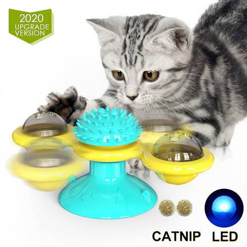 Windmill Cat Toy Turntable Teasing Pet Toy Scratching Tickle Cat Self Grooming Cats Hair Brush Funny Cat Toy