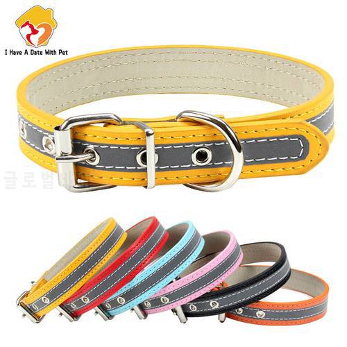 S-XXL Dog Collar Reflective Night Safety Puppy Neck Strap Metal tail hole Collars for Small Medium Large Dog Pet Product 6Colors