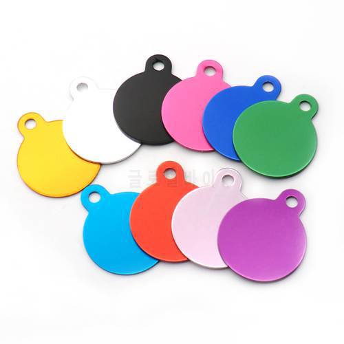 Wholesale 100Pcs Round Dog ID Tags Aluminum Customized Name Address Phone Text ID Tag Personalized Engraving Pet ID plate Tag
