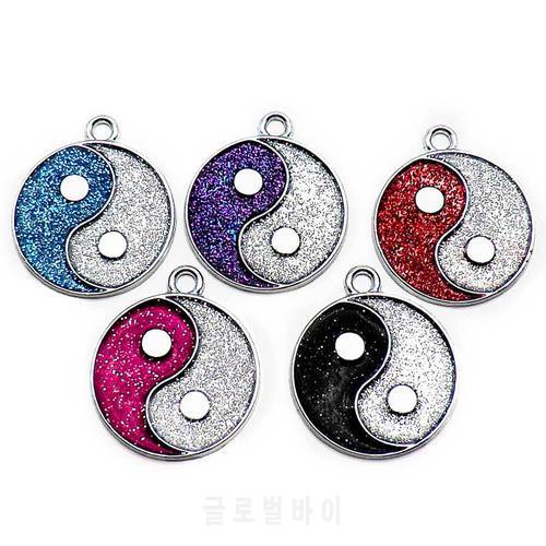 Wholesale 100Pcs YinYang Personalized Dog Tags Engraved Cat Puppy Pet ID Tag Nameplate Pendant Dog Tag Pet Accessorie Glitter