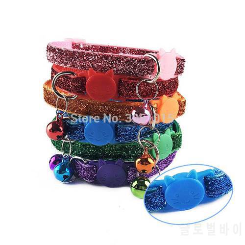 Wholesale 100 Pcs Delicate Adjustable Pet Dog Collar For Puppy Kitten Neck Strap with Bell Cat Face Button Collars For Dog