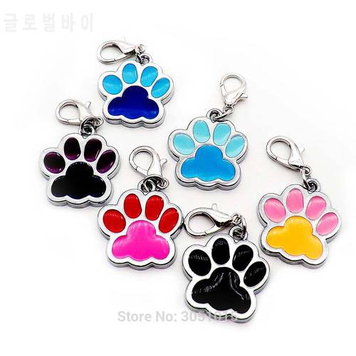 Wholesale 100 Pcs Paw Nametag Pendant Anti-lost Bone Customized Dogs Collars Personalized Dogs Collar Accessories ID TAG Pet Pr