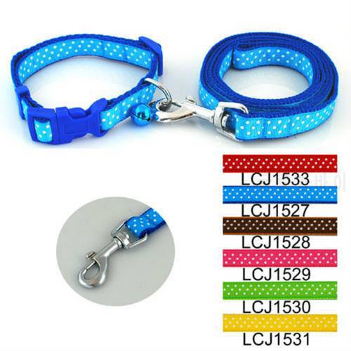 1.5cm Classic Pet Dog Dots Print Collar Leash Lead Set (6 Colors) 12pcs/lot