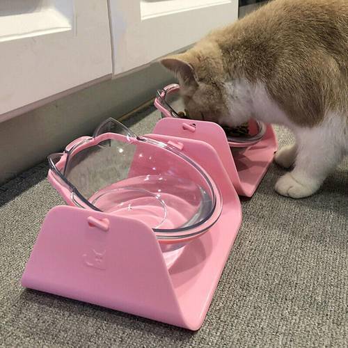 Adjustable Inclinable Pet Neck protection Bowl Dog Tiltable Dish Puppy Food Water Feeder cat pet bowl Rounded plastic weipets