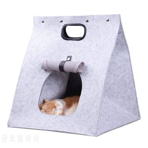 Portable Felt Cat Carrier Bag Multi-functional Pet Bed Warm Puppy Nest Washable Foldable Outdoor Cat House Tote Carriers