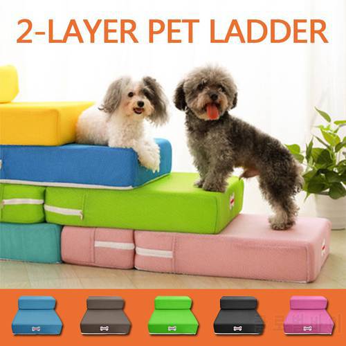 Foldable Dog Stairs Pet Bed Ramp Dog House 2 Steps Ladder For Small Medium Dogs Detachable Breathable Dog Mat Pets Supplies