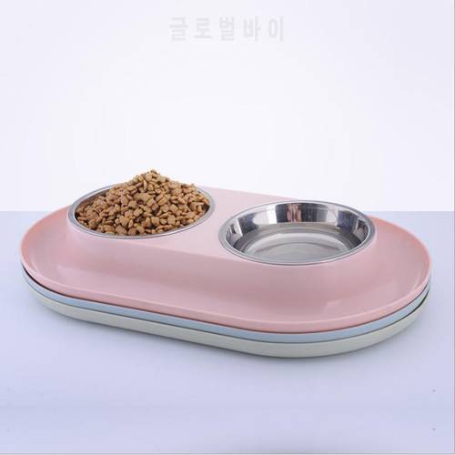 Stainless Steel Pet Dog Double Bowls Pet Food Water Plate Food Basin Puppy Splash-Proof Design Feeding Bowl Pet Feeding Supplies