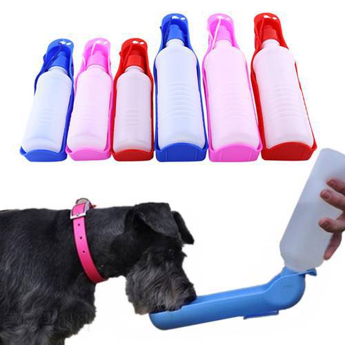 250ML/500ML Dog Water Bottle Portable Plastic Pet Dot Feeder Food Container Outdoor Walking Travel Pet Drinking Water Feeder