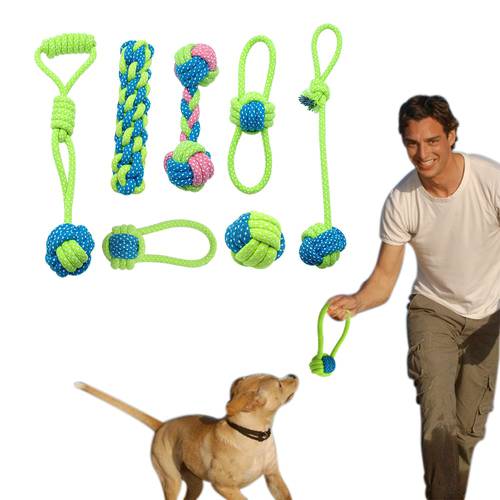 Cotton Dog Rope Toy Knot Puppy Chew Teething Toys Teeth Cleaning Pet Palying Ball For Small Medium Large Dogs