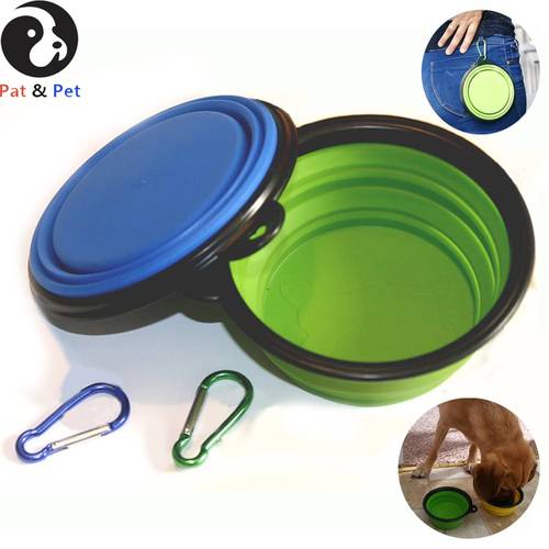 Collapsible Dog Bowl, Foldable Expandable Cup Dish for Pet Cat Food Water Feeding Portable Travel Bowl Free Carabiner