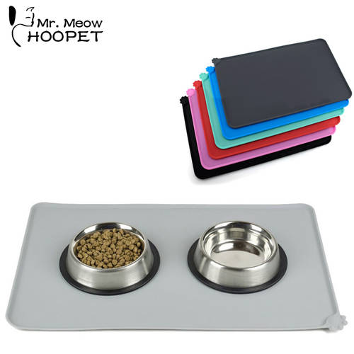 Hoopet Waterproof Pet Mat For Dog Cat Solid Color Silicone Pet Food Pad Pet Bowl Drinking Mat Dog Feeding Place Mat Easy Wash