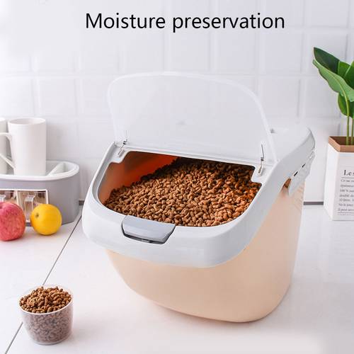 Pet Cat Dog Food Container With Pulley Plastic Dog Storage Box With Cover Anti-Oxidation Fresh Food Dog Bucket Pet Accessories