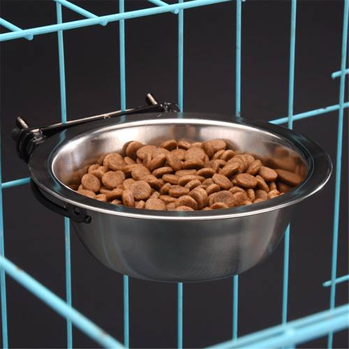 Pet Hang Bowl Stationary Dog Cage Bowls Stainless Steel Dog Cat Hanging Bowls Durable Puppy Kitten Feeder Water Food Bowls