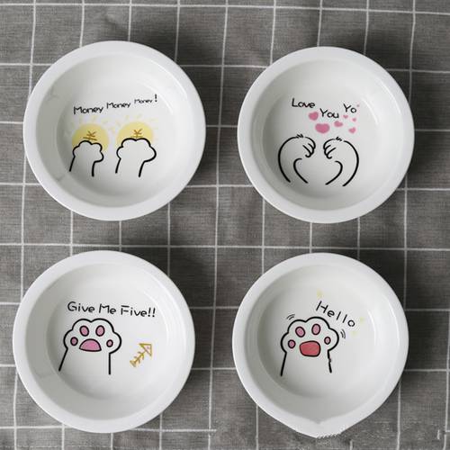 Pet Food Supplies Ceramic Bowl Cute Cat Bowl Water Basin Dog Pot Pet Drinking Eat Bowl Round Ceramic Bowl Feeders Pet Supplies