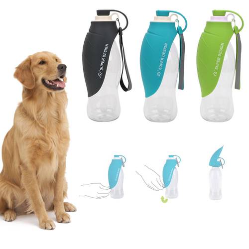 Pet Puppy Cat Feeder 580ml Travel Outdoor Water Cans Portable Dog Drinking Water Bottle Dog Supplies Silicone Water Dispenser