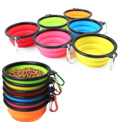 Collapsible Foldable Silicone Pet Cat Dog Bowl Candy Color Outdoor Travel Portable Puppy Doogie Water Food Container Feeder Dish