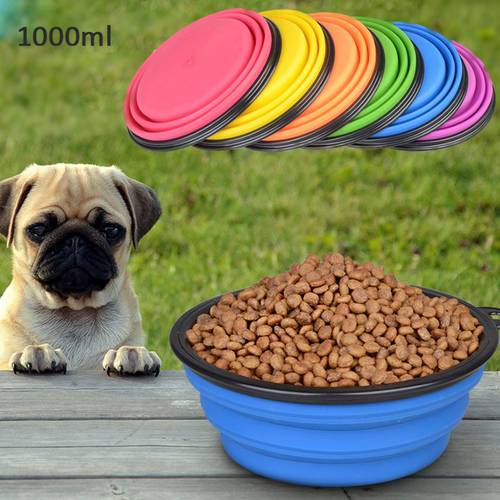 Pet Dog Silicone Folding Bowl Outfit Portable Travel Bowl Dog Feeder Water Food Container Small Medium Big Dog Pet Accessories