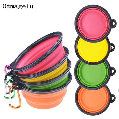 New Portable Silicone Pet Feeder Collapsible Car Carry Pet Bowls Food Water Feeding Dog Cat Outdoor Travel food Bowls Container