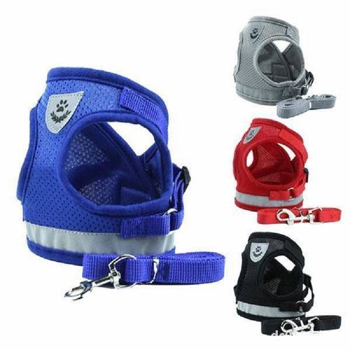 Dog Cat Harness Reflective Vest Pet Chest Strap Mesh Breathable Dog Harness And Walking Leash Leads For Puppy Small Medium Dogs