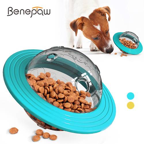 Benepaw Interactive Dog Toys Treat Dispenser Durable Nontoxic Pet Chew Toys Puppy Fun Flying Disc Puzzle Slow Feeder Food Ball