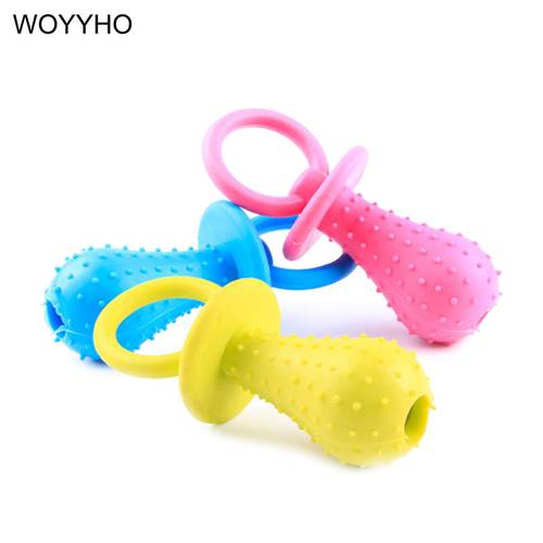 1pc Rubber Pacifier Small Dog Chew Toy Resistance To Bite Pet Teeth Cleaning Training Supplies Puppy Cat Toys