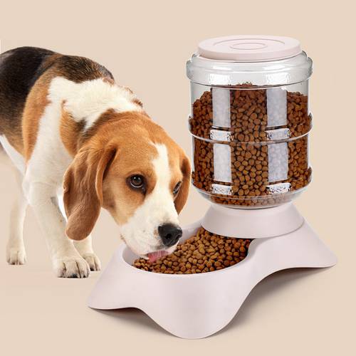3.8L Large Capacity Pet Drinking Water Dispenser Automatic Cat Dog Food Feeder Bottle For Feeding Plastic Bowl