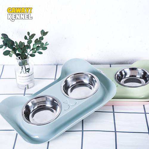 CAWAYI KENNEL Cat Shape Stainless Steel Bowl Dog Feeder Drinking Bowls for Dogs Cats Pet Food Bowl Comedero Perro Gamelle D1564