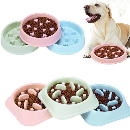 Anti Choke Pet Feeder Useful Cat Dog Slow Down Eating Food Bowl Puppy Prevent Obesity Healthy Diet Plastic Feeding Dish Pet Bowl