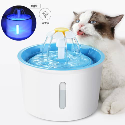 Automatic Cat Fountain Mute Water Dispenser Pet Drinking Mat 2.4L Electric LED Dog Drinking Fountain Cat Feeder Drink Filter USB