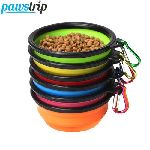 pawstrip 1pc Collapsible Silicone Dog Bowl Outdoor Hiking Travel Dog Water Food Bowl 6 Colors