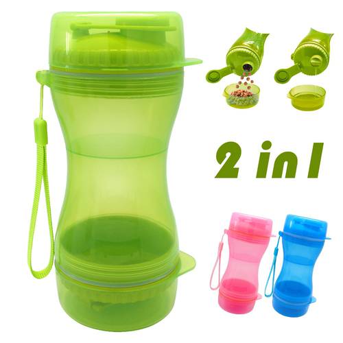 2 in 1 Portable Pet Dog Water Bottle Food Container For Small Large Dogs Travel Drinking Bowl Outdoor Pet Water Dispenser Feeder