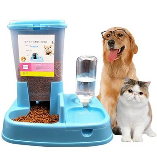 Dog Bowl Blue Automatic Feeder Cat Bowl Double Automatic Drinking Water Automatic Pet Feeder Large Capacity For Dog Cat Supplies