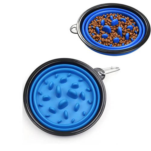 350ml Portable Collapsible Dog Bowl Slow Feeder Cat Bowl Foldable Pet Bowl For Small Dogs Cats Slow Eating Bowls With Carabiner