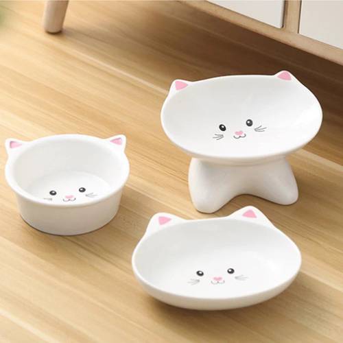 Cute Patterns Ceramic Pet Bowl Cute Cat Bowl Water Basin Dog Pot Pet Drinking Eat Bowl Round Ceramic Bowl Dog Feeders
