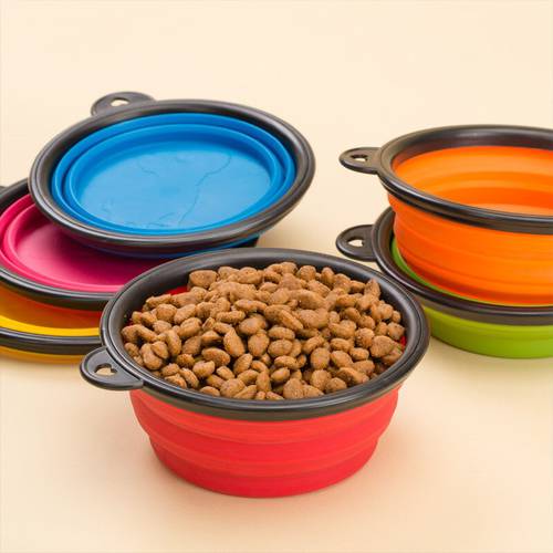 Collapsible Portable Folding Silicone Cat Dog Food Drinking Water Bowls Outdoor Travel Bowl Feeder Bottle Dog Bowls