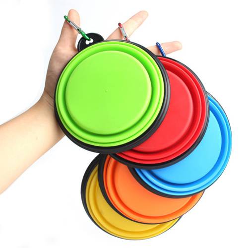 300ML Collapsible foldable silicone dog bowl candy color outdoor travel portable puppy doogie food container feeder dish cat